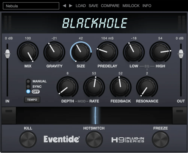Blackhole Eventide Blackhole reverb plugin interface